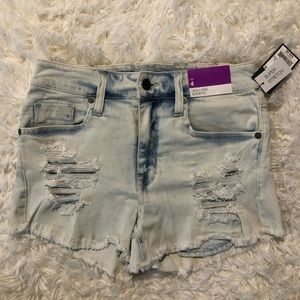 Bleached Denim High-Rise Shorts